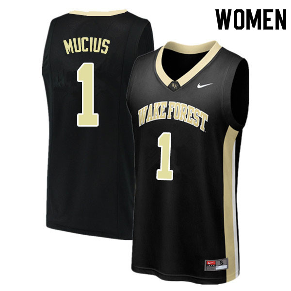 Women #1 Isaiah Mucius Wake Forest Demon Deacons College Basketball Jerseys Sale-Black